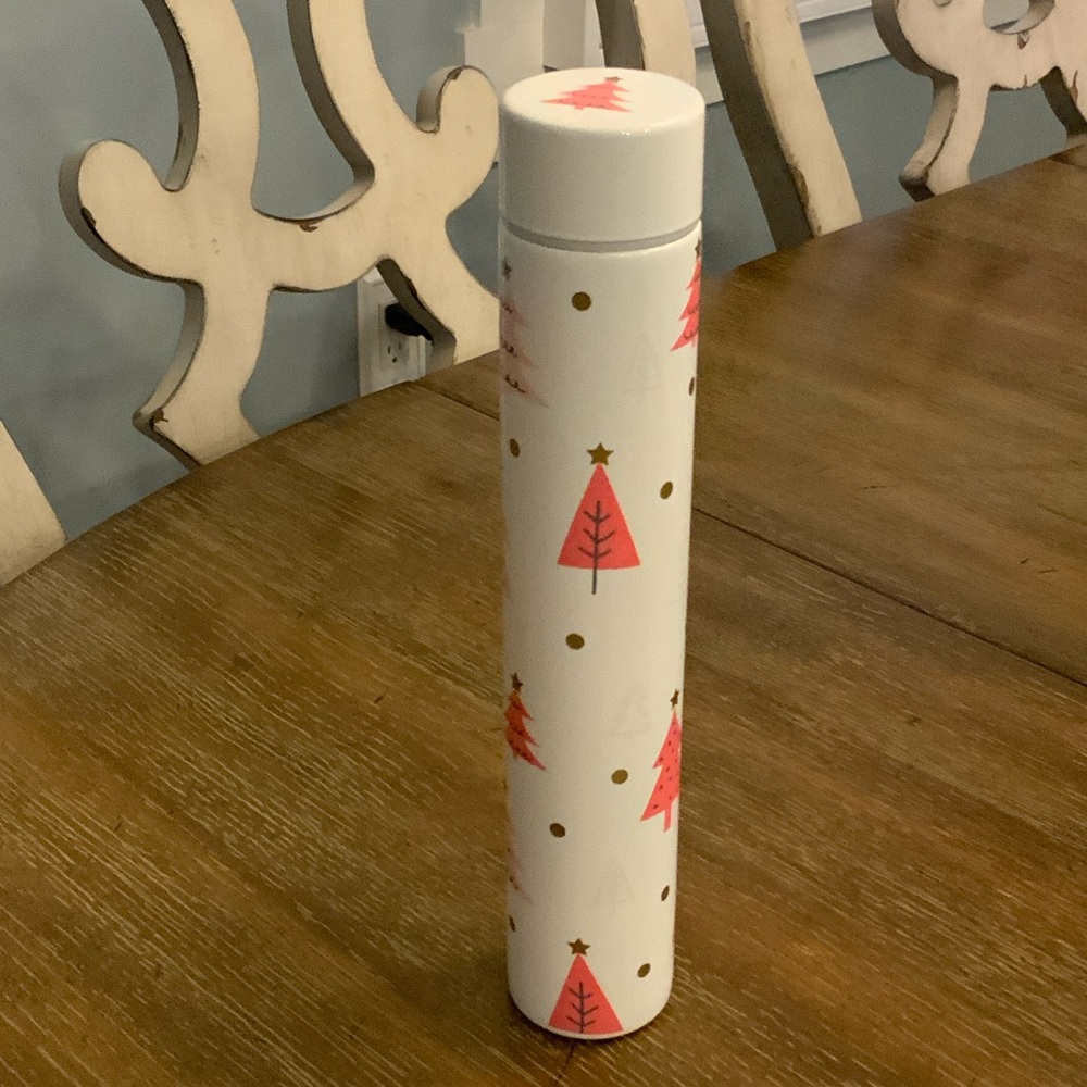 Santa Barbara Design Studio Holiday White and Pink Tree Slim Thermos